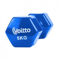 Гантель для фитнеса виниловая шестигранная Voitto 5 кг